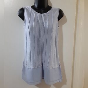 NIC+ZOE Periwinkle Knit Tank Chiffon Hem Sleeveless Top M Soft Luxe